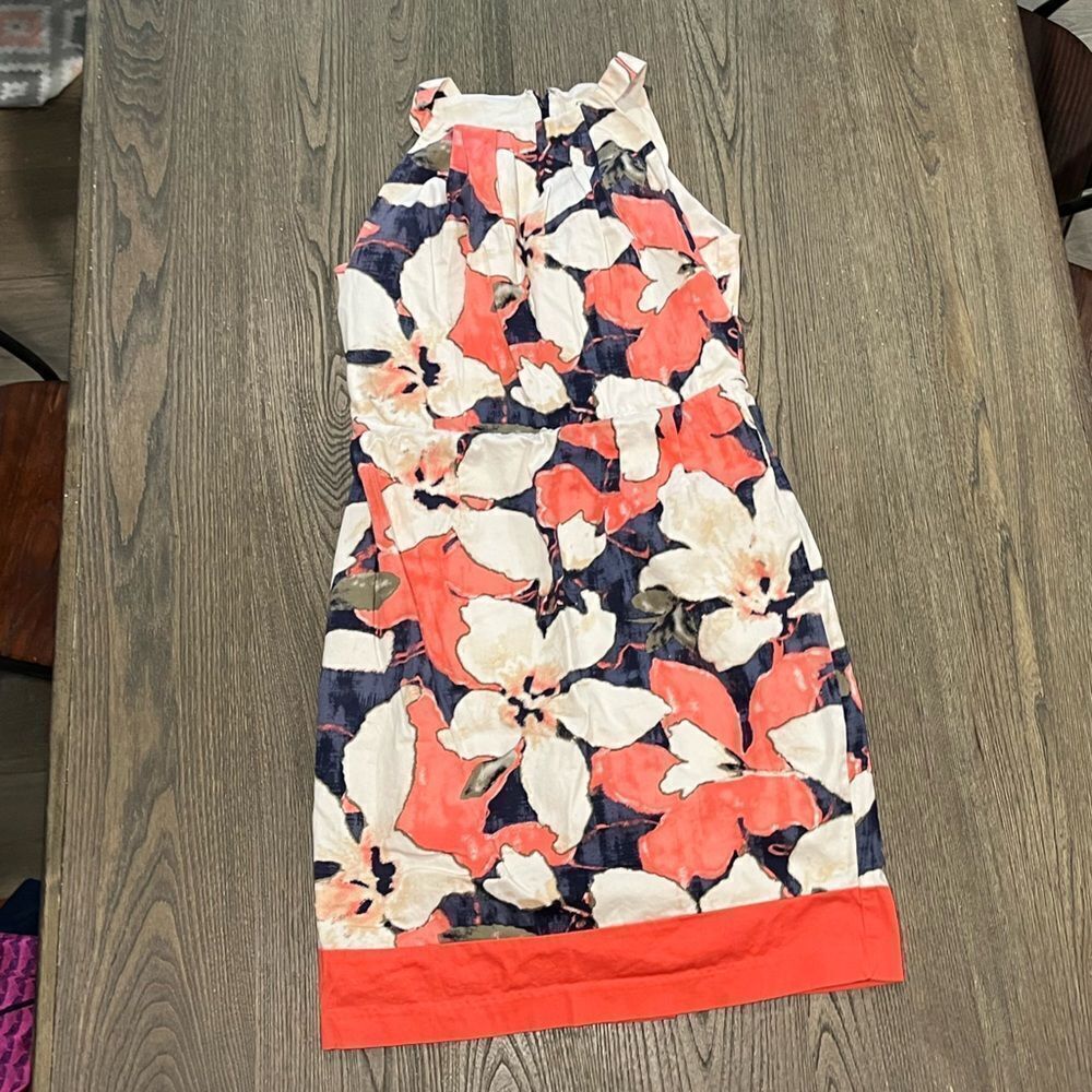Cato Tropical Floral Cream Orange Sheath Dress Size 10